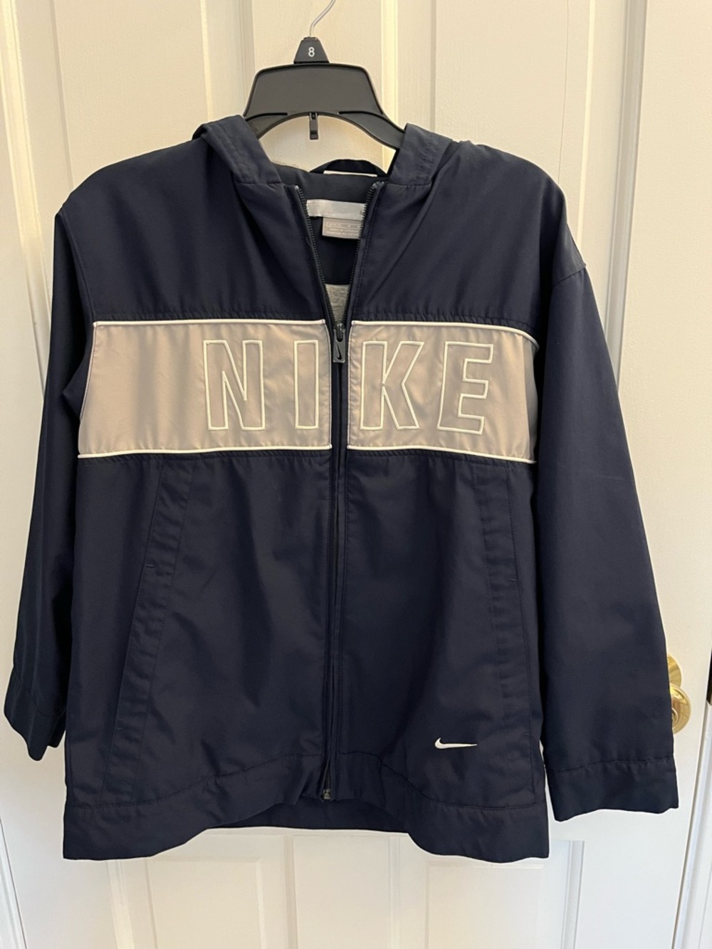 Nike Navy and Light Gray Logo Hooded Windbreaker